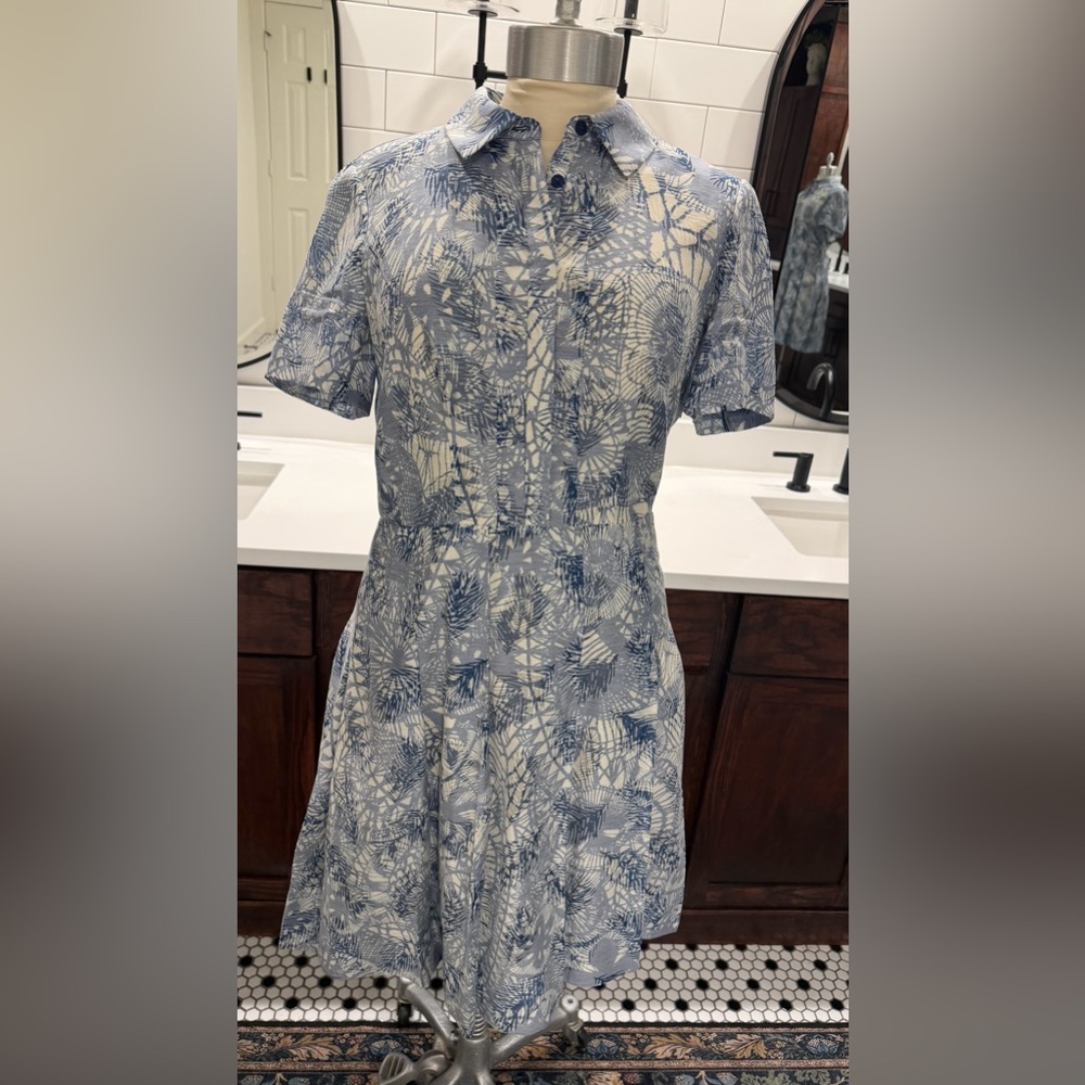 Tory Burch Short-Sleeve Textured Jacquard Shirtdress - Sz 12 (Fits like 8-10) - Picture 4 of 15